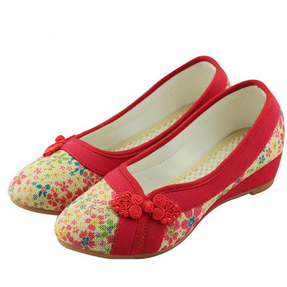 Women Flats Chinese Flower Embroidery Canvas Linen Shoes Sapato Femini ...