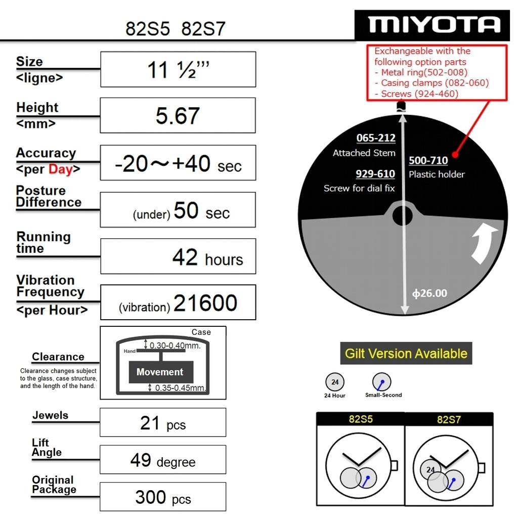 zo4buy.com Motsi ta atomatik MIYOTA 82S7 Watch Movement