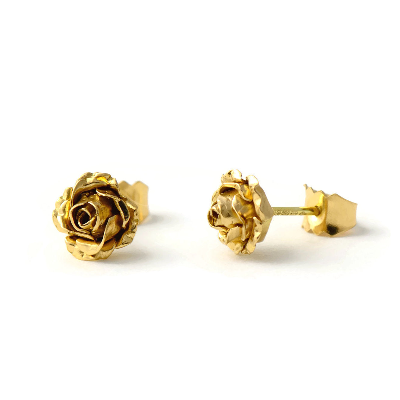 18ct eco-gold petite rose stud earrings | Handmade jewellery ethically ...