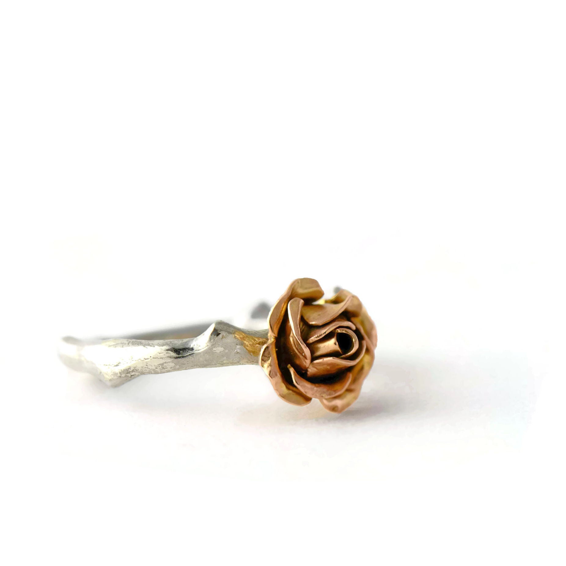 Yellow rose ring, an engagement ring made with mix metal