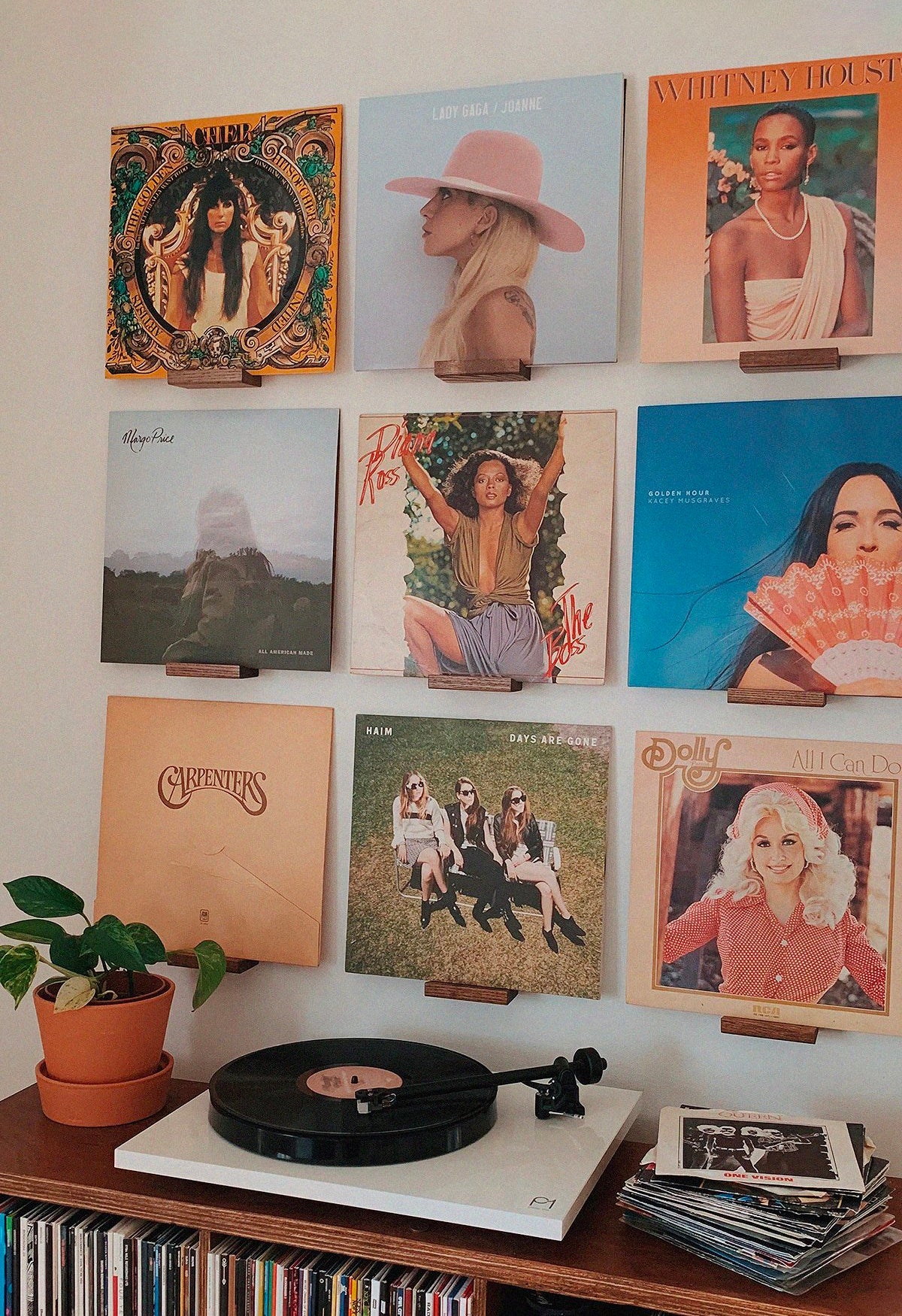 The Vinyl Wall Wooden Record Display Shelves