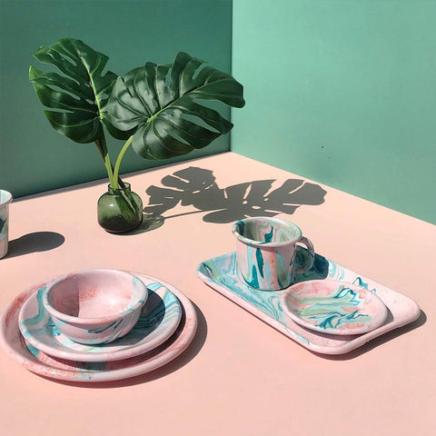 Pink Enamelware Set