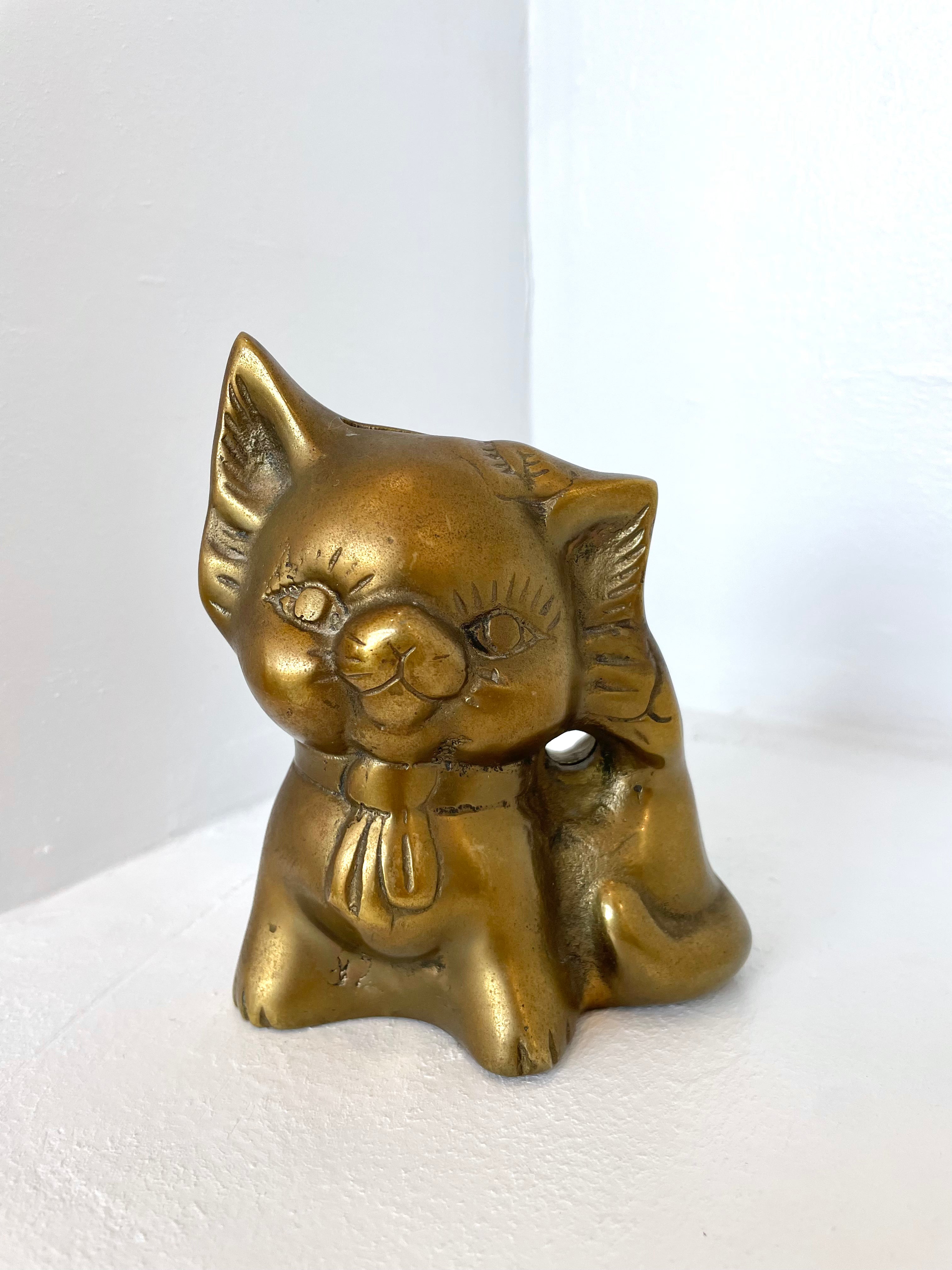BRASS KITTY PIGGY BANK