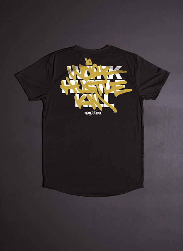 WORK HUSTLE KILL Script Tee - FLAG NOR FAIL