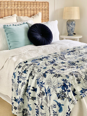 hamptons kantha blue and white