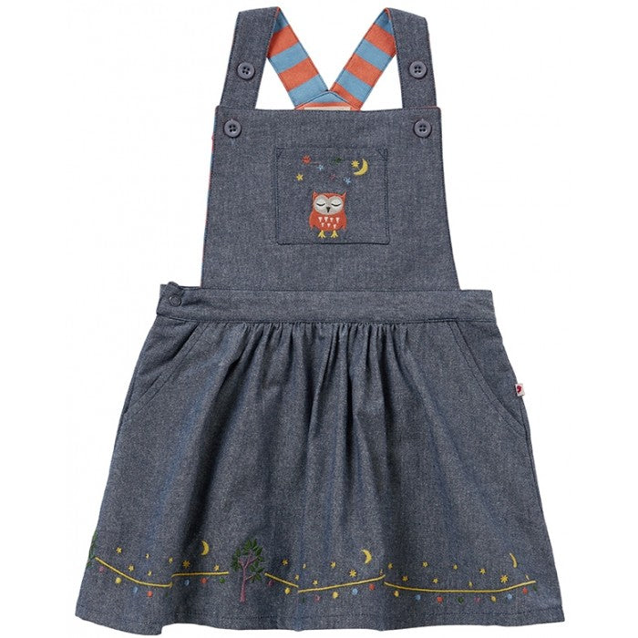 Piccalilly | Owl Chambray Pinafore Dress