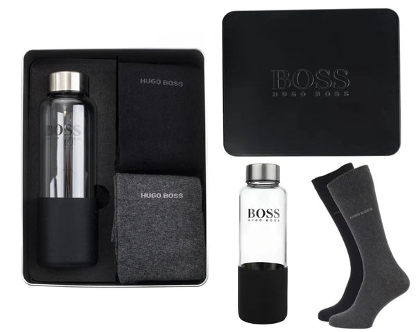Hugo Boss Gift Set - 2 Pairs Mens Socks UK Size 6-11 With Water Bottle 3