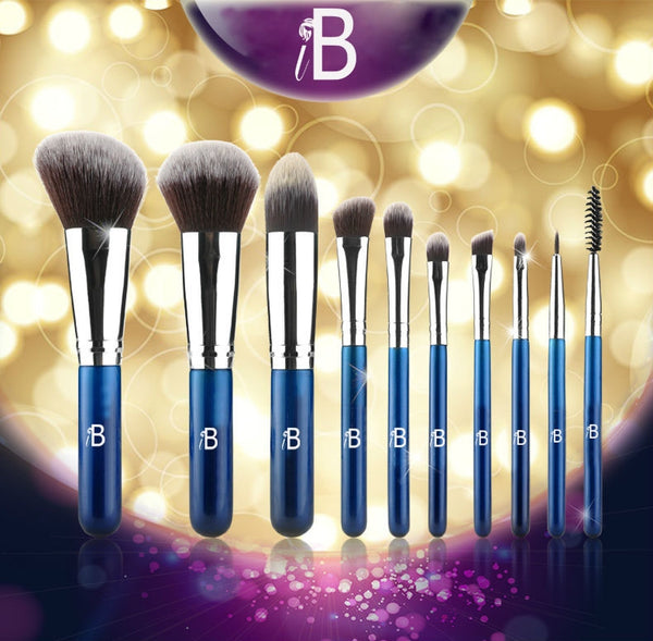 10pc iB Professional Brush Set With Blue Carry Case 0