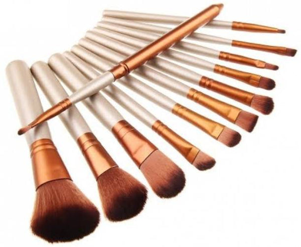 12pc Bronze Makeup Brush Set With Storage Case & Optional Makeup Palette 1
