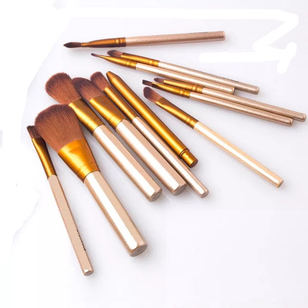 12pc Bronze Makeup Brush Set With Storage Case & Optional Makeup Palette 3