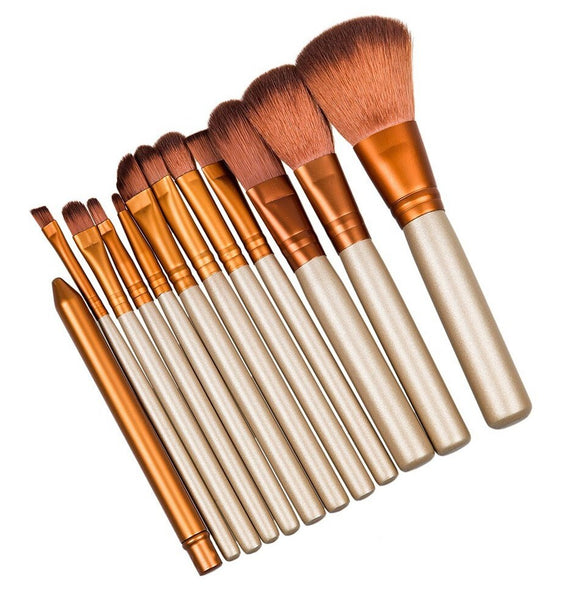 12pc Bronze Makeup Brush Set With Storage Case & Optional Makeup Palette 4