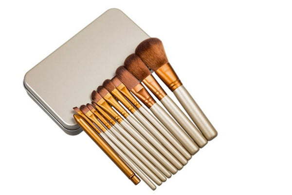 12pc Bronze Makeup Brush Set With Storage Case & Optional Makeup Palette 2