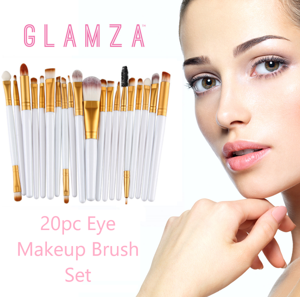 Glamza 20pc Makeup Brushes Set - White 0