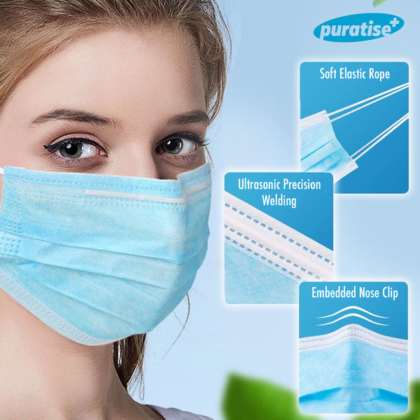 Puratise Disposable 3 Ply Face Masks- 50 Per Box- Made in the UK 7