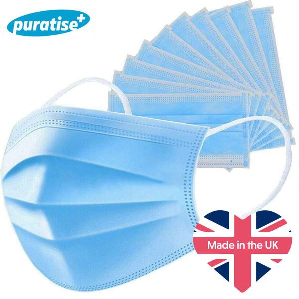 Puratise Disposable 3 Ply Face Masks- 50 Per Box- Made in the UK 9