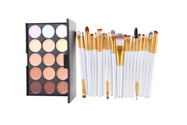 Glamza 20pc Makeup Brush Set & Contour Palette 1