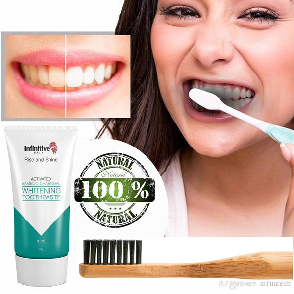 Infinitive Beauty Rise And Shine Activated Bamboo Charcoal Whitening Toothpaste - Mint - 50g 0