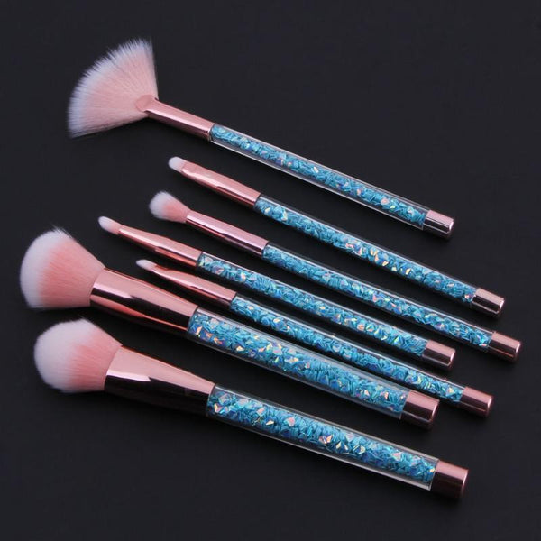 7pc Blue Crystal Makeup Brush Set 2