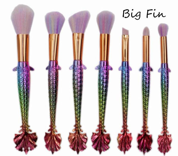 Glamza 7pc Mermaid Makeup Brush Sets - Wide Fin and Big Fin 2