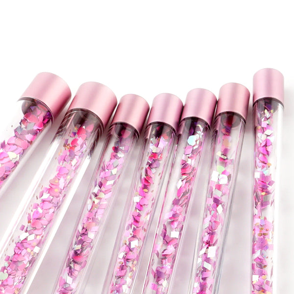 7pc Pink Glitter Makeup Brushes 4