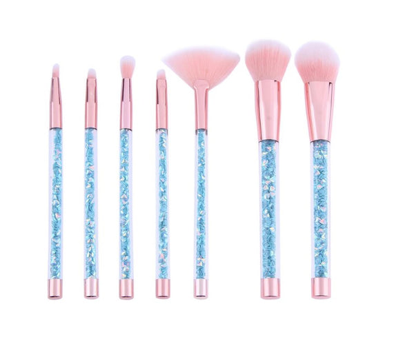 7pc Blue Crystal Makeup Brush Set 1