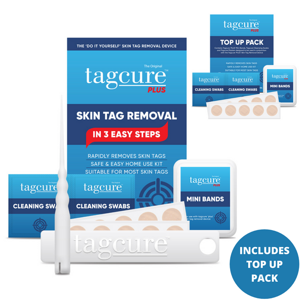 Tagcure PLUS Skin Tag Removal Device & Tagcure PLUS Top Up Pack - For Skin Tags 0.5cm or Larger - Unisex - COMPLETE KIT 0