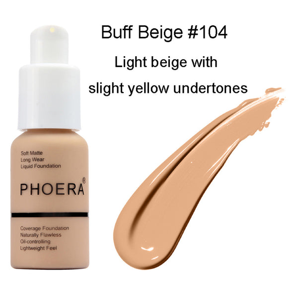 Phoera Foundation & Primer 6ml Foundation Brush Set (Nude & Buff Beige) 3