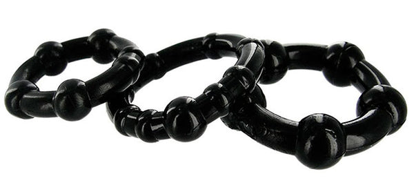 Adult - Stay Hard Novelty Beaded Cock Rings - Black Cock Rings 3