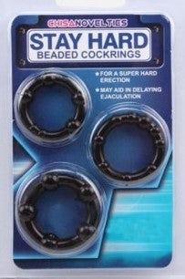 Adult - Stay Hard Novelty Beaded Cock Rings - Black Cock Rings 0