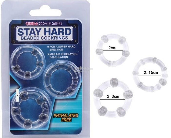 Adult - Stay Hard Novelty Beaded Cock Rings - Black Cock Rings 4