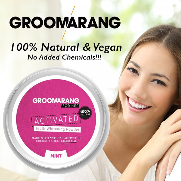 Groomarang Activated Charcoal Whitening Teeth Powder - Mint - 50g 1