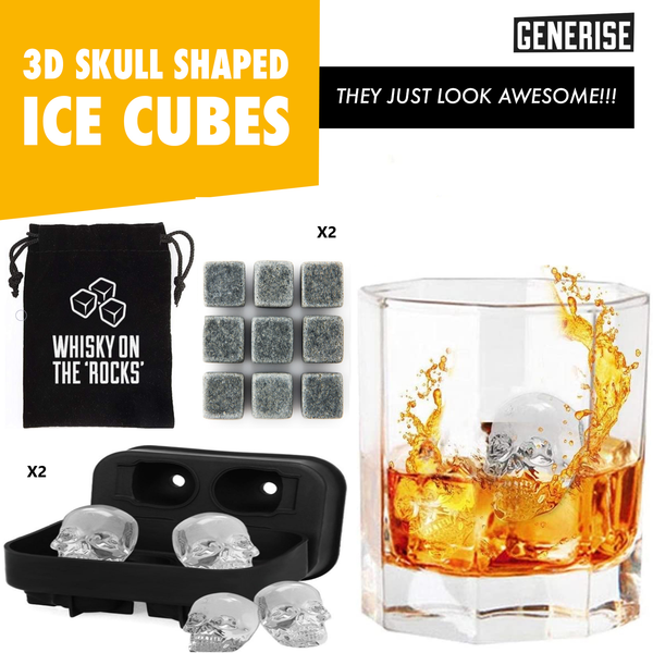 Whiskey Stones with Optional Ice Skull Trays 13