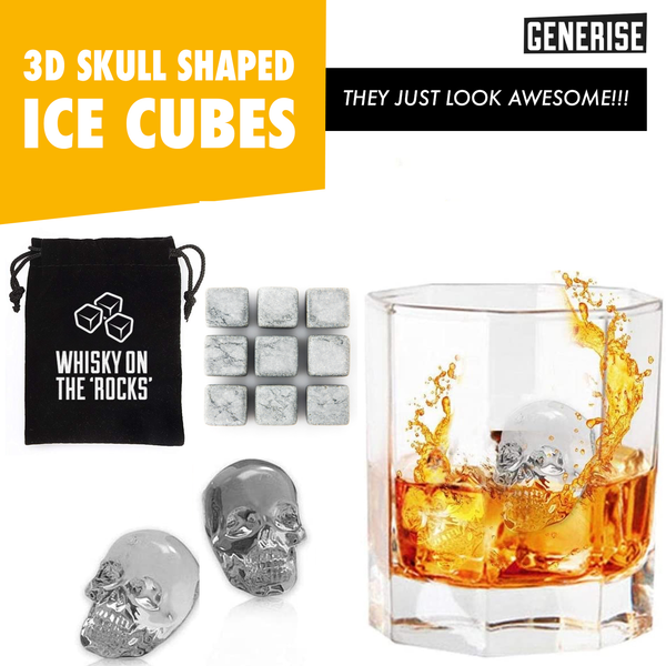 Whiskey Stones with Optional Ice Skull Trays 16
