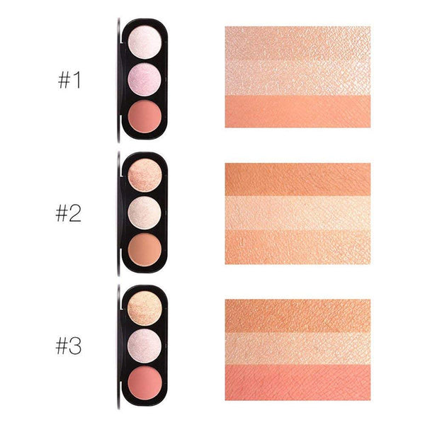 Focallure Triple Colour Blush & Highlighter Makeup Palettes - Cruelty Free! 1