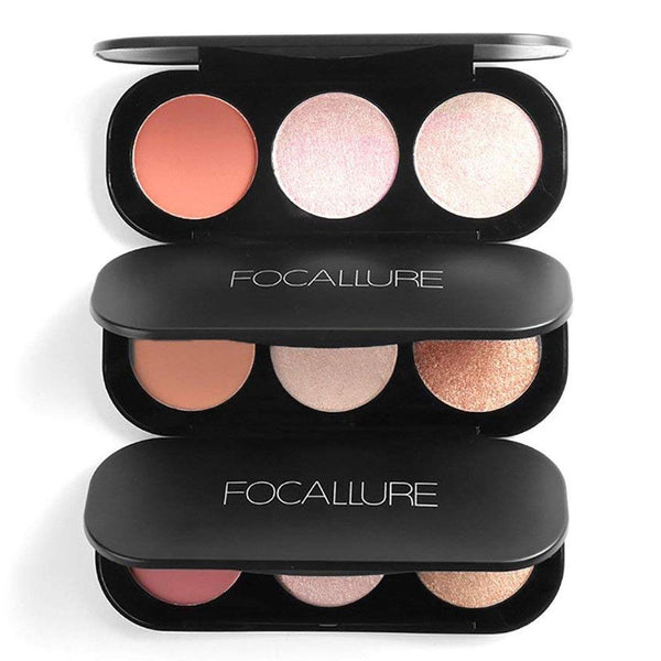 Focallure Triple Colour Blush & Highlighter Makeup Palettes - Cruelty Free! 5