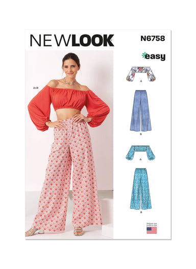 New Look Sewing Pattern 6662 Drape Top and Wide Leg Pants —   - Sewing Supplies