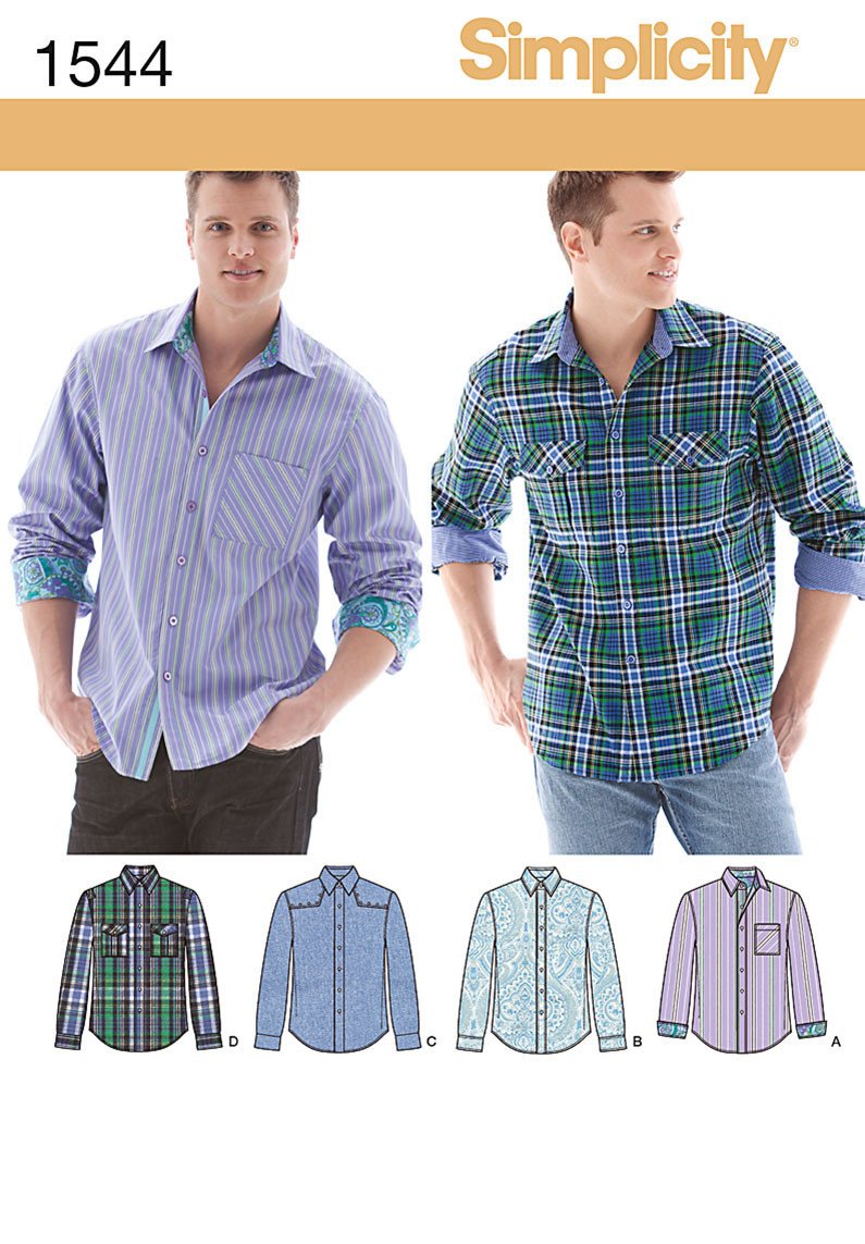 Simplicity Pattern: S1544 Men's Shirt with Fabric Variations — jaycotts ...