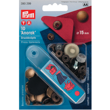 Prym Press Studs (Non-Sew) - Antique Brass 20mm: Pack of 6 + Easy Fixing  Tool —  - Sewing Supplies