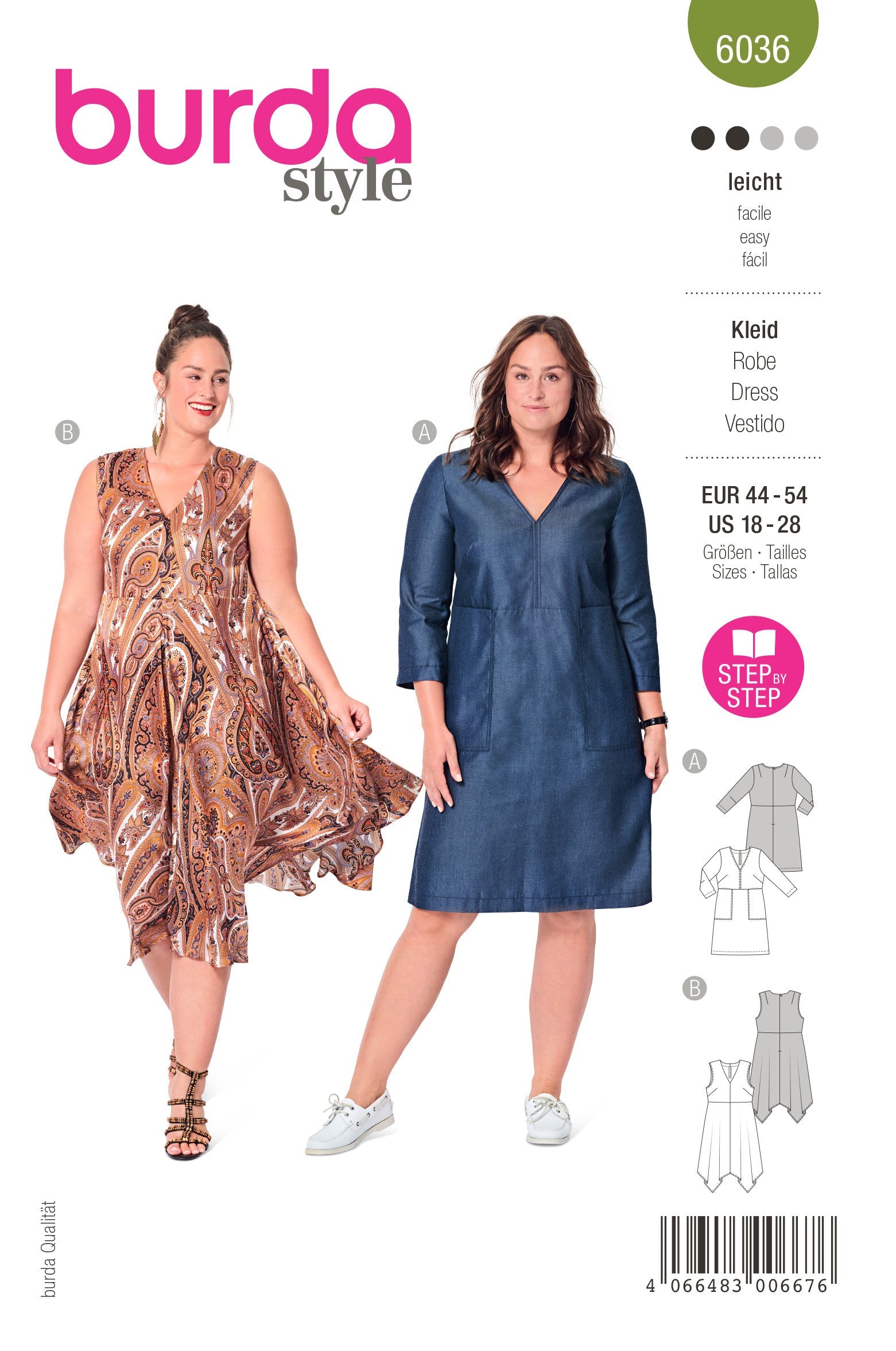 Burda Style Sewing Pattern 6036 Plus Dress — jaycotts.co.uk - Sewing ...