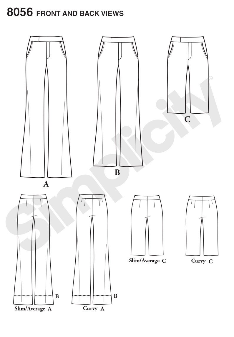 Simplicity Pattern 8056 Amazing Fit wide leg pants – jaycotts.co.uk ...