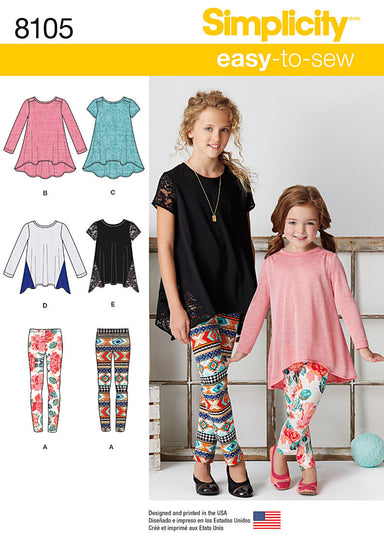 Simplicity Pattern 8566 childs girls tunics leggings — jaycotts.co