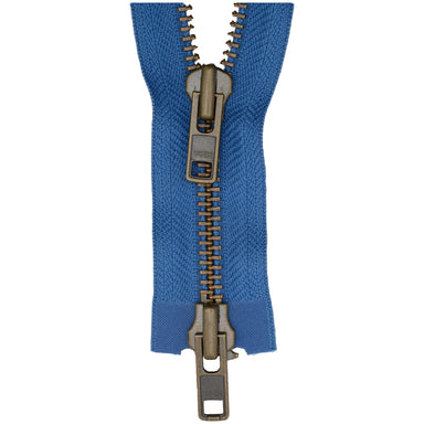 Two Way Navy Metal Separating Zipper With Anti Brass Pull and