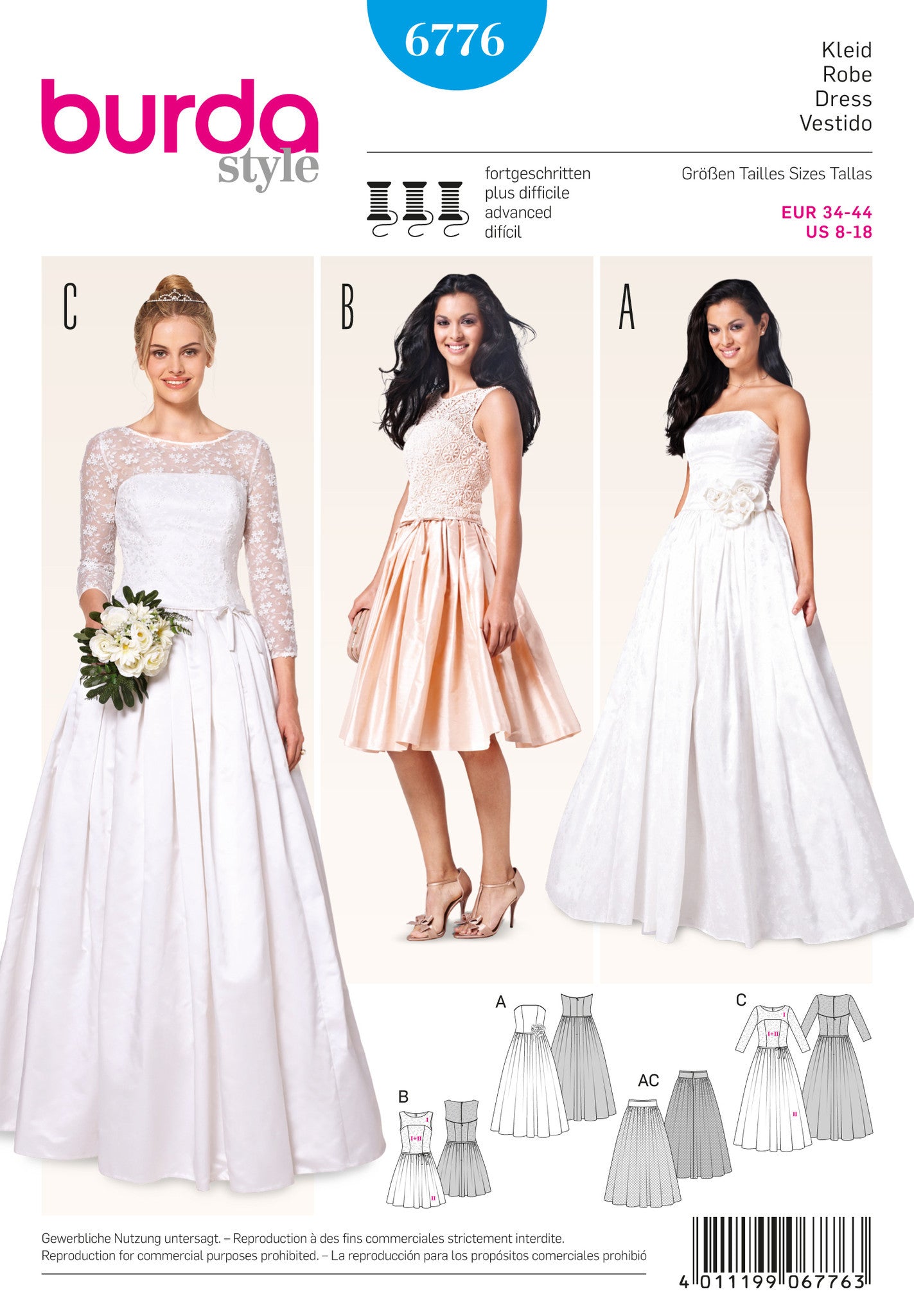 Burda Pattern Bd6776 Misses Wedding Dress — Uk Sewing Supplies 7135