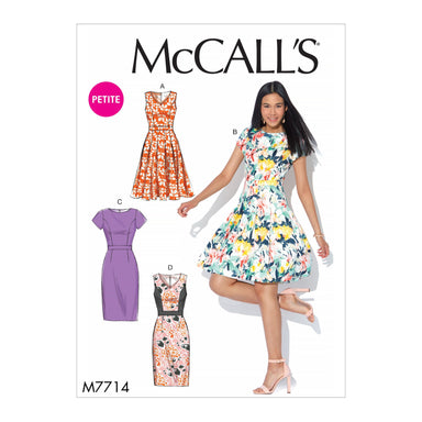 McCall's Patterns M7349 Misses'/Miss Petite Sleeveless or Raglan Sleeve,  Fit and Flare Dresses, Size A5 (6-8-10-12-14) : : Home
