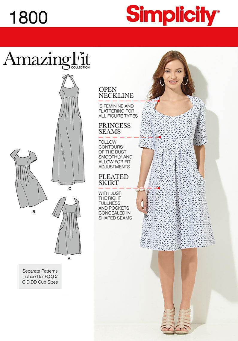 Simplicity S1800 Misses' & Plus Size Dresses | Amazing Fit – jaycotts.co.uk - Sewing Supplies