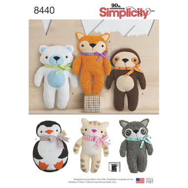 Simplicity sewing pattern 9839 Fabric Critter Houses and Peg Doll