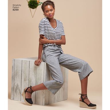 S8655, Misses' High-Waisted Pants and Tie Top by Mimi G Style