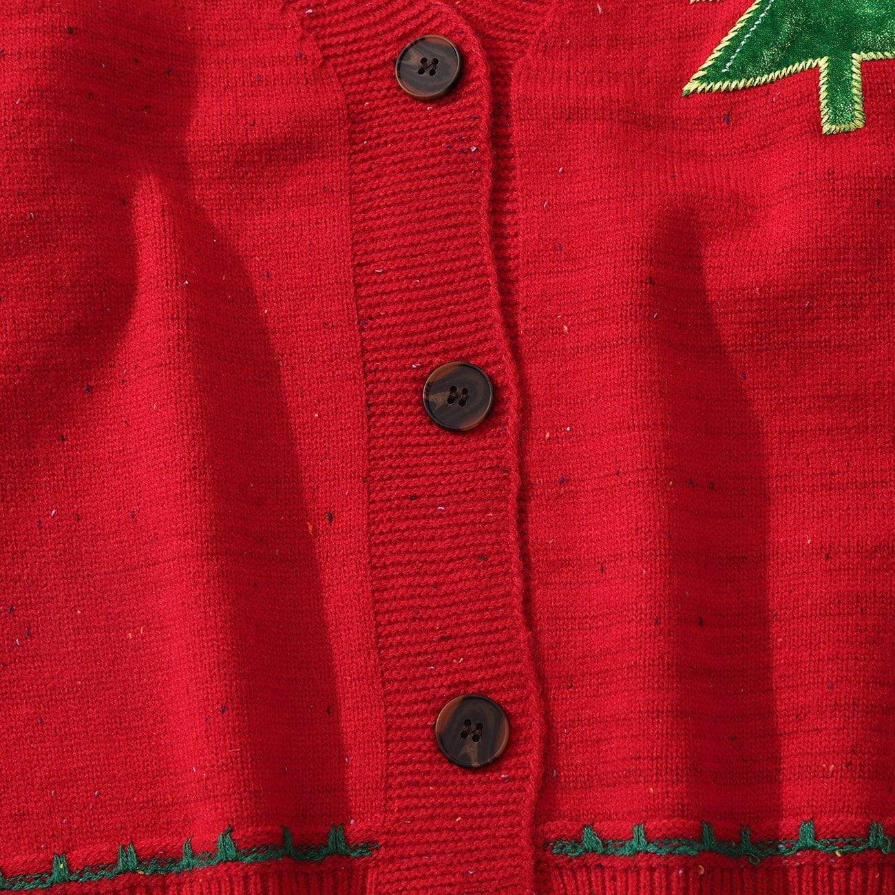 CHRISTMAS TREE EMBROIDERED KNITTED CARDIGAN