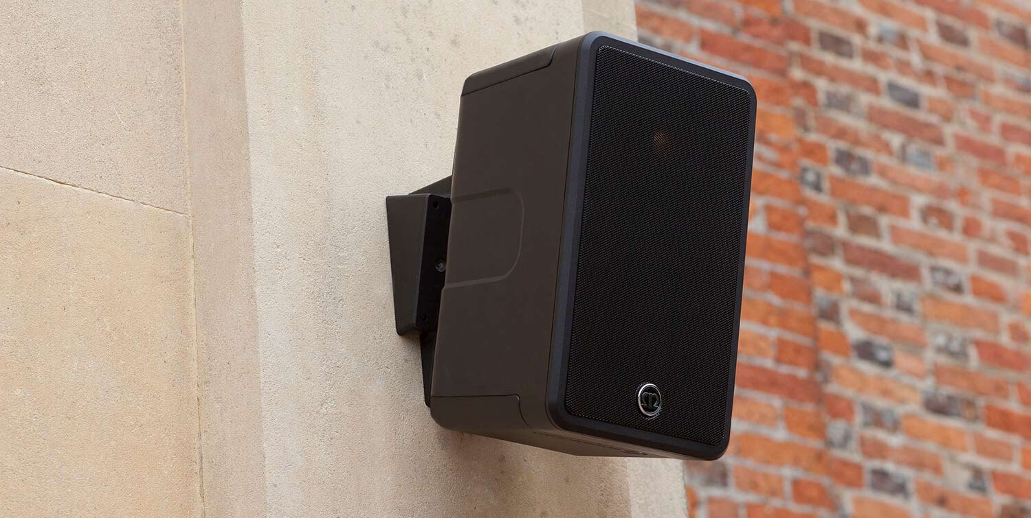 Wall mounted speakers for outdoor areas