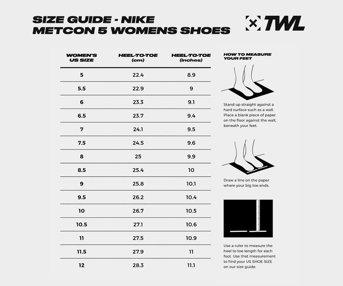 nike metcon 4 size chart